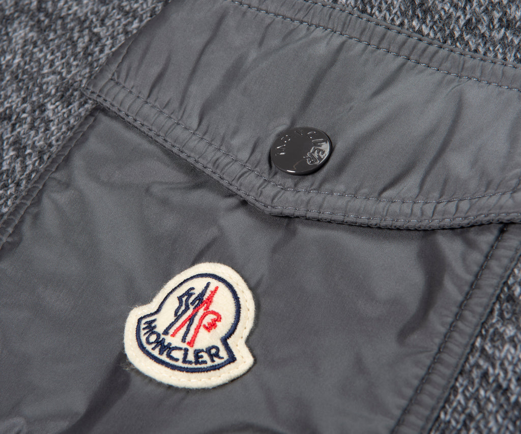 Moncler Grey Speckled Nylon Pocket Jumper