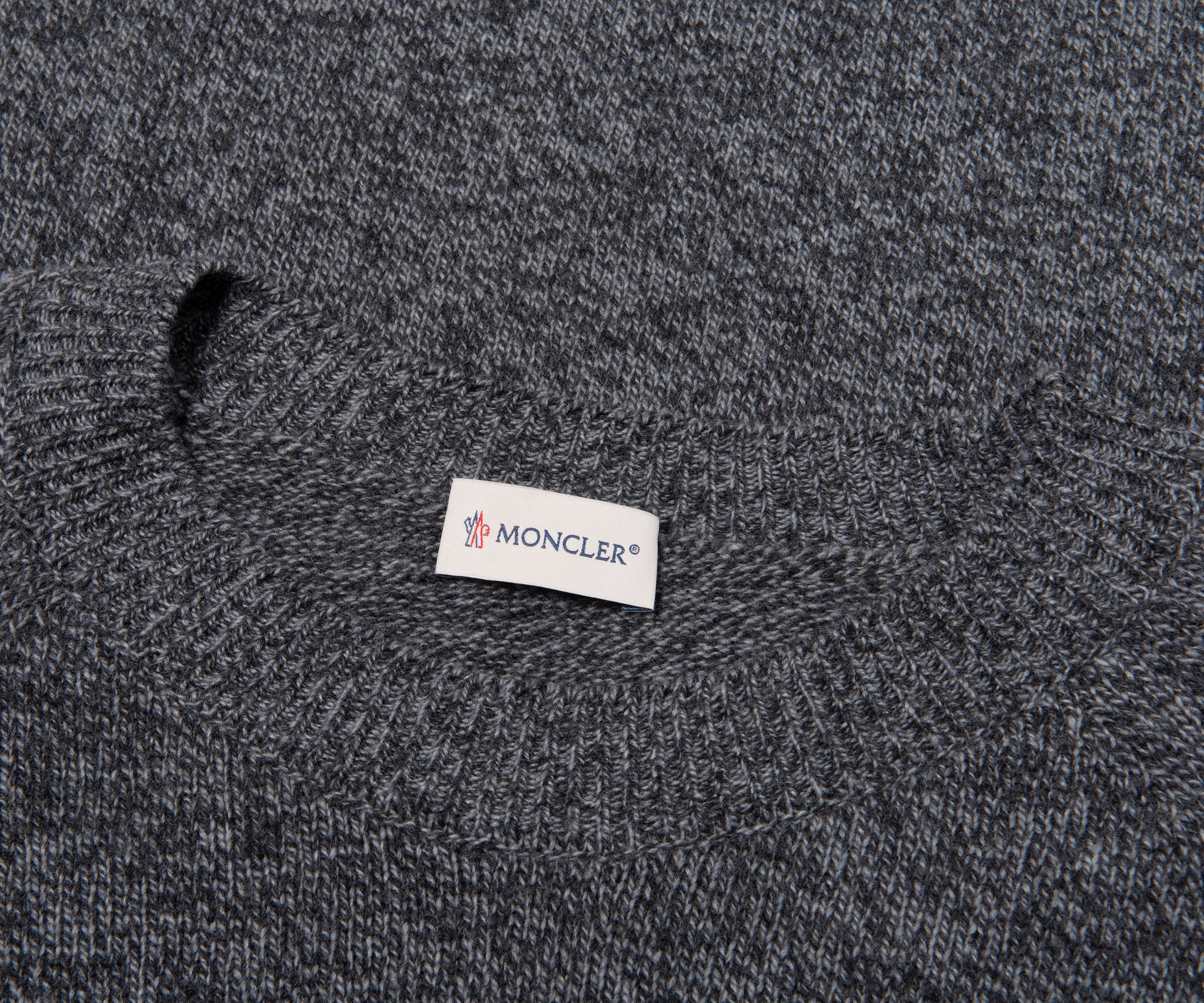Moncler Grey Speckled Nylon Pocket Jumper
