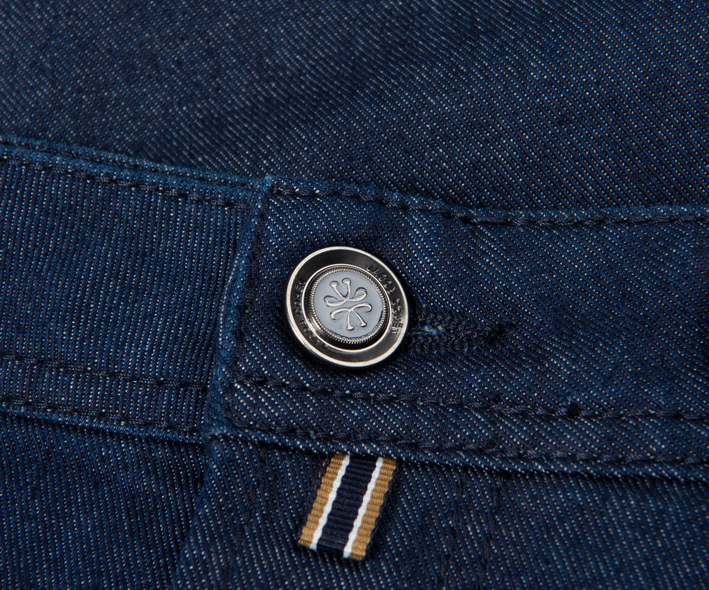 Jacob Cohen Bard Suede Patch Slim Fit Jeans Denim Blue