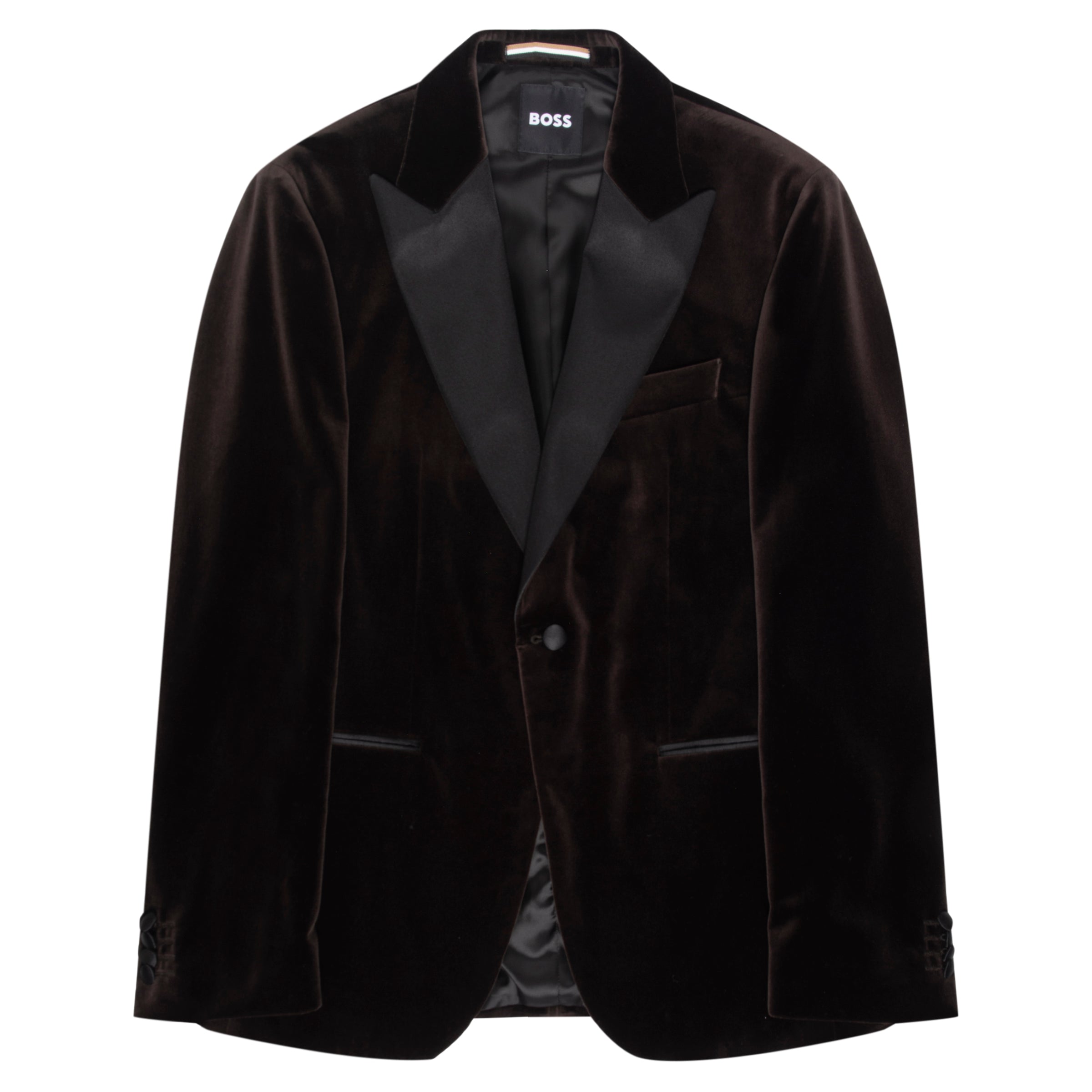 Boss Chocolate H Huston Slim Fit Velvet Cotton Suit