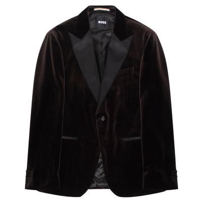 Boss Chocolate H Huston Slim Fit Velvet Cotton Suit