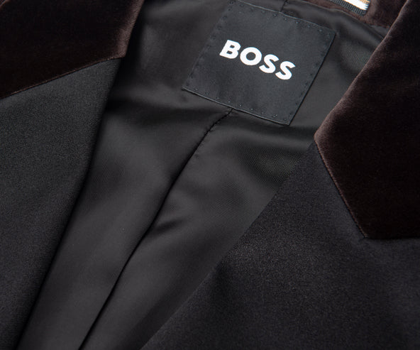 Boss Chocolate H Huston Slim Fit Velvet Cotton Suit