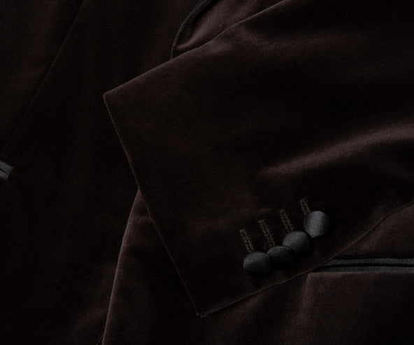 Boss Chocolate H Huston Slim Fit Velvet Cotton Suit