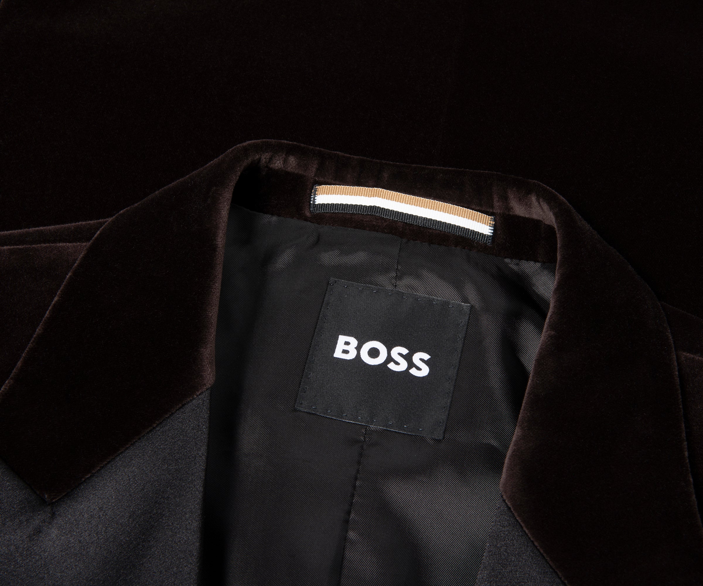 Boss Chocolate H Huston Slim Fit Velvet Cotton Suit