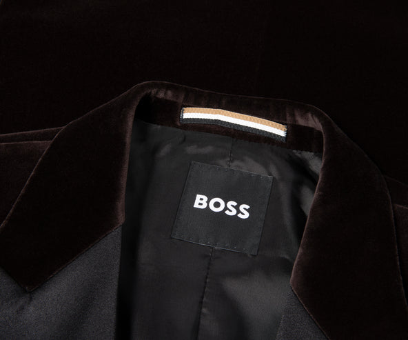 Boss Chocolate H Huston Slim Fit Velvet Cotton Suit