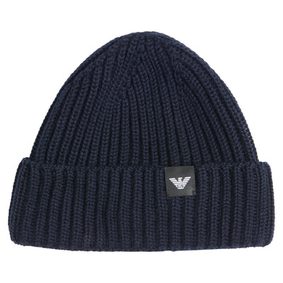 Emporio Armani Knitted Woollen Beanie Navy