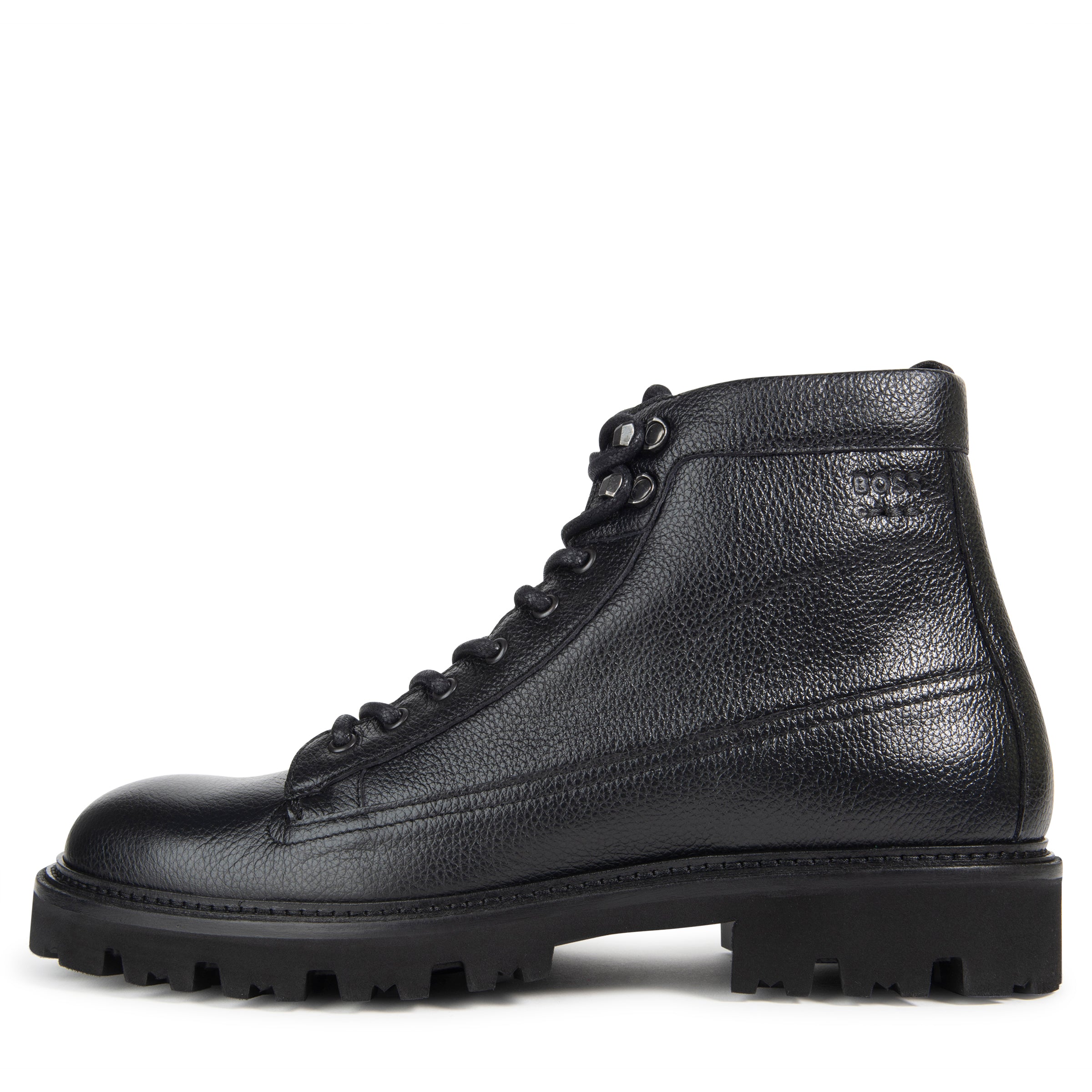 Boss Black Grained Leather Half Boots