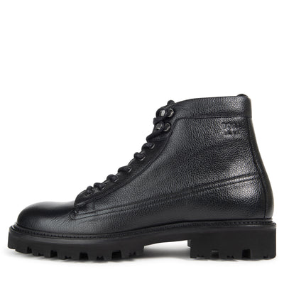 Boss Black Grained Leather Half Boots