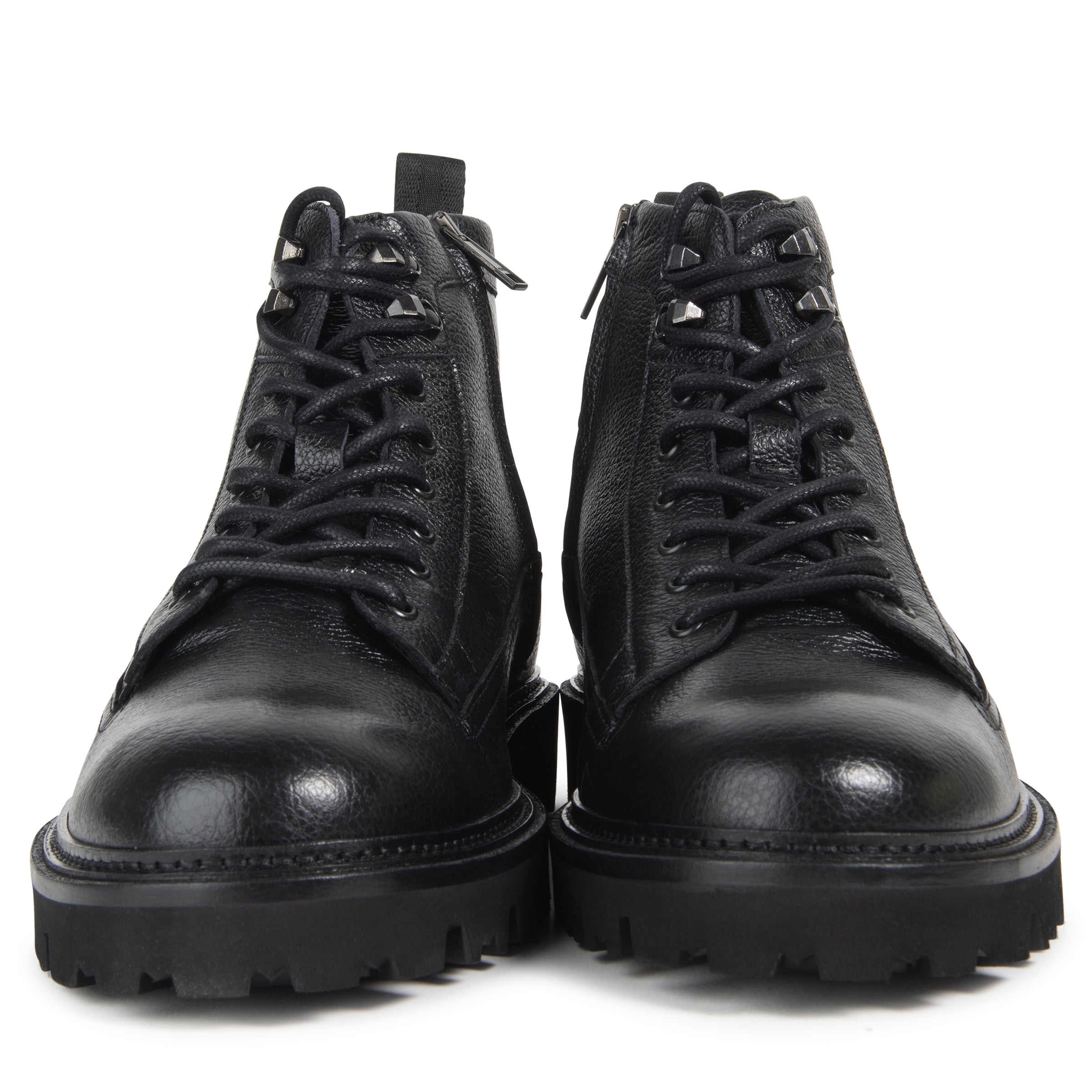 Boss Black Grained Leather Half Boots