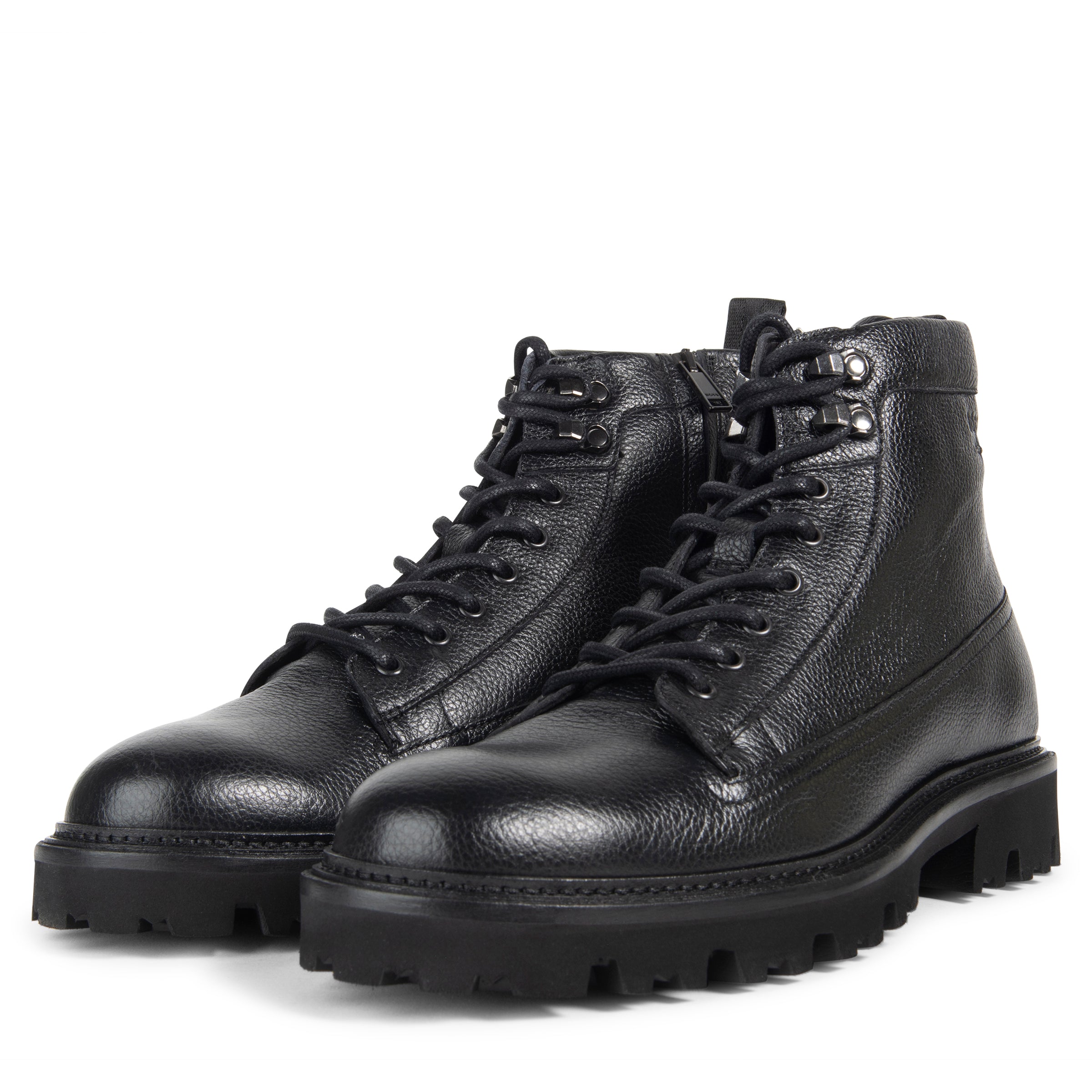 Boss Black Grained Leather Half Boots