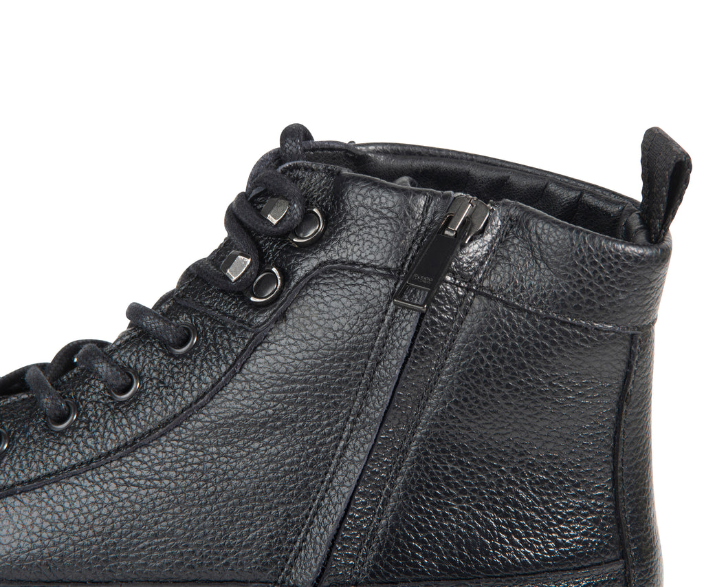 Boss Black Grained Leather Half Boots