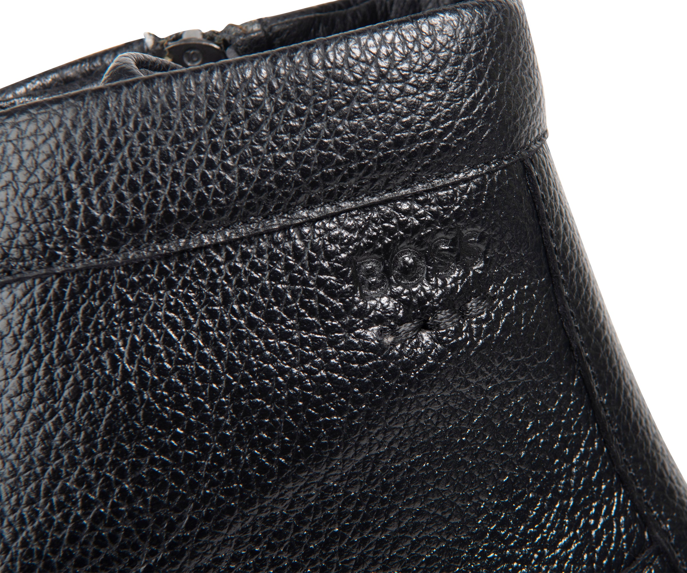 Boss Black Grained Leather Half Boots