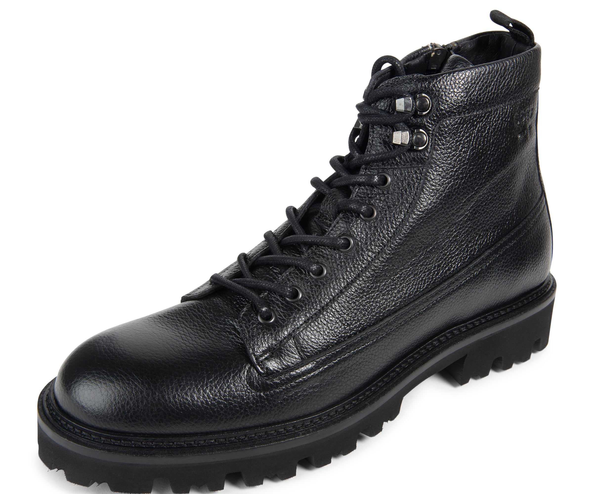 Boss Black Grained Leather Half Boots