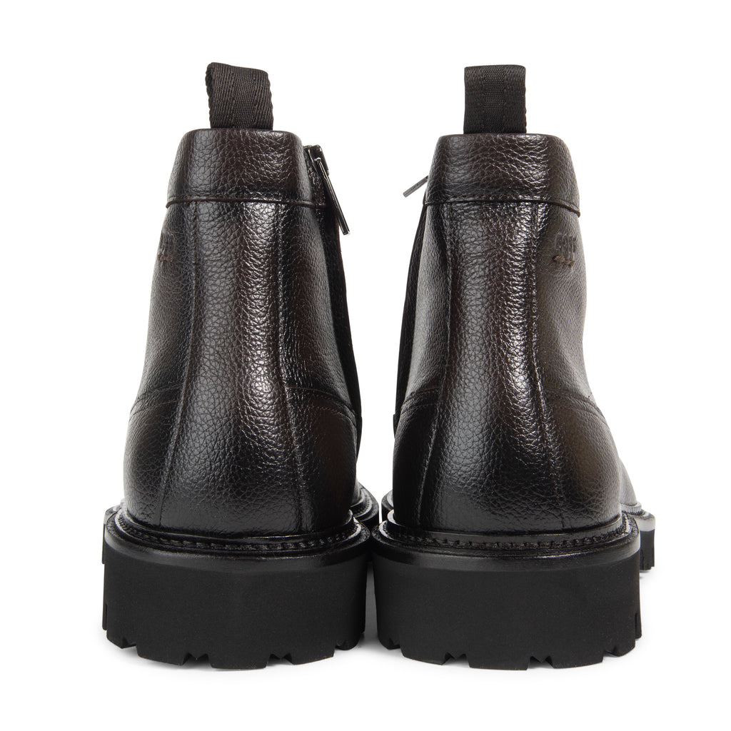 Boss Brown Grained Leather Half Boots