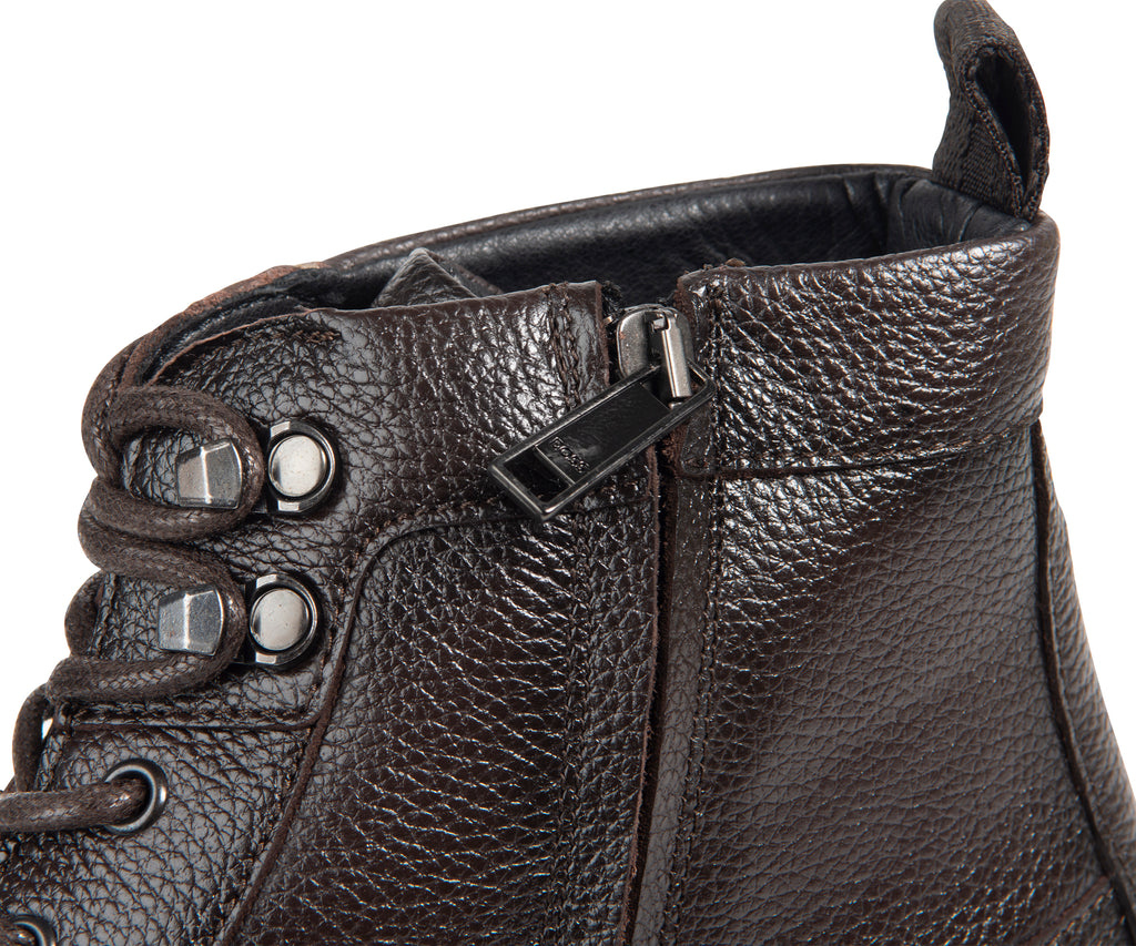 Boss Brown Grained Leather Half Boots