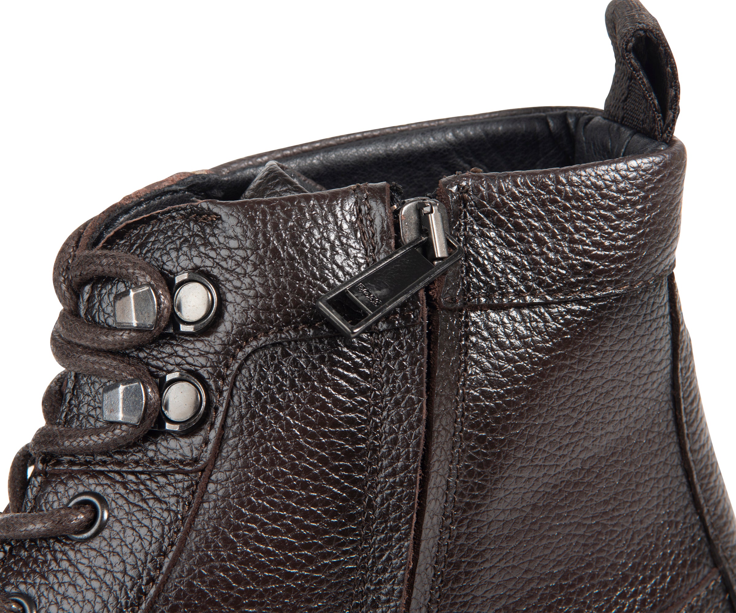 Boss Brown Grained Leather Half Boots