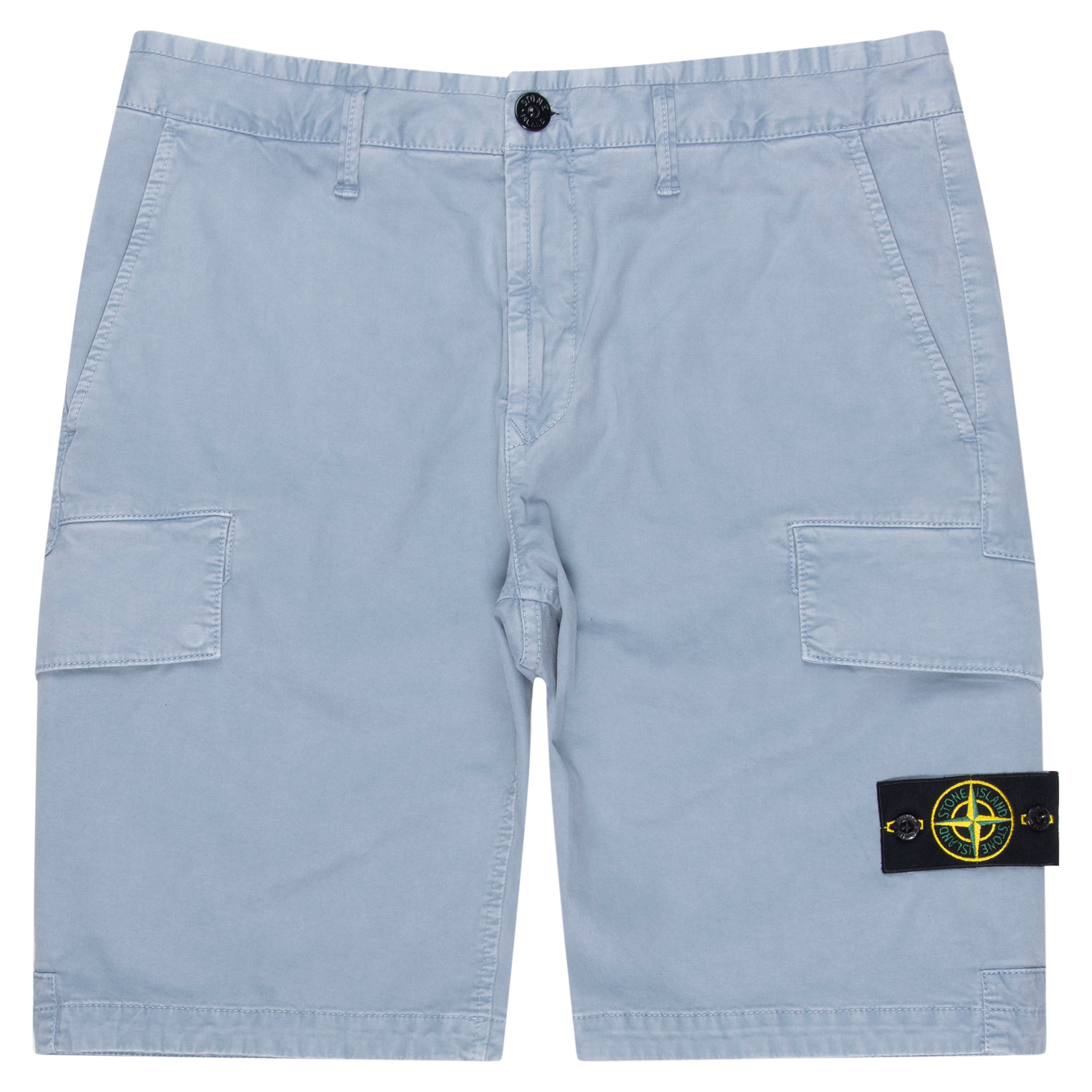 Stone Island Avio Blue Stretch Cotton Shorts