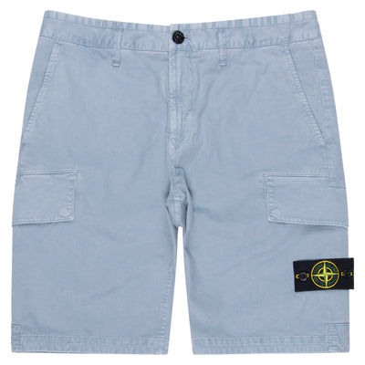 Stone Island Avio Blue Stretch Cotton Shorts