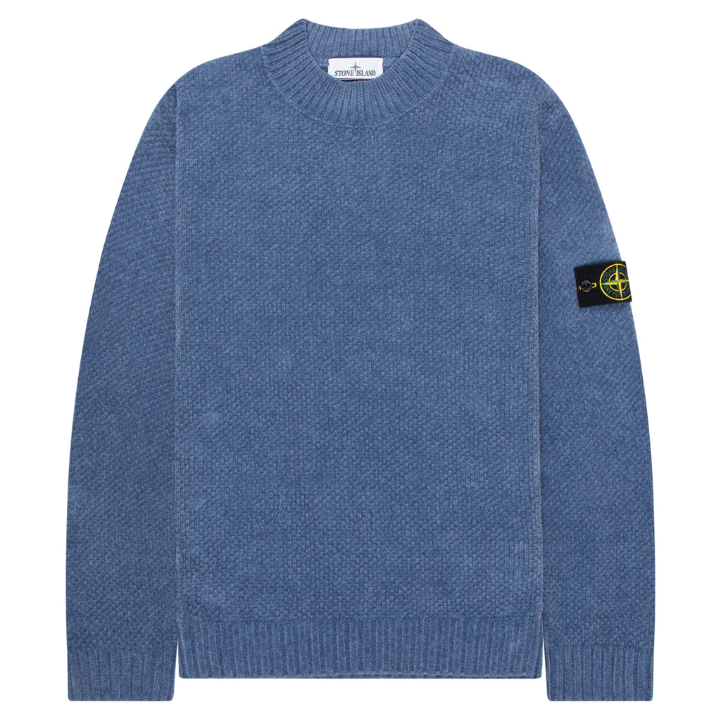 Stone Island Avio Blue Waffle Knitted Sweater