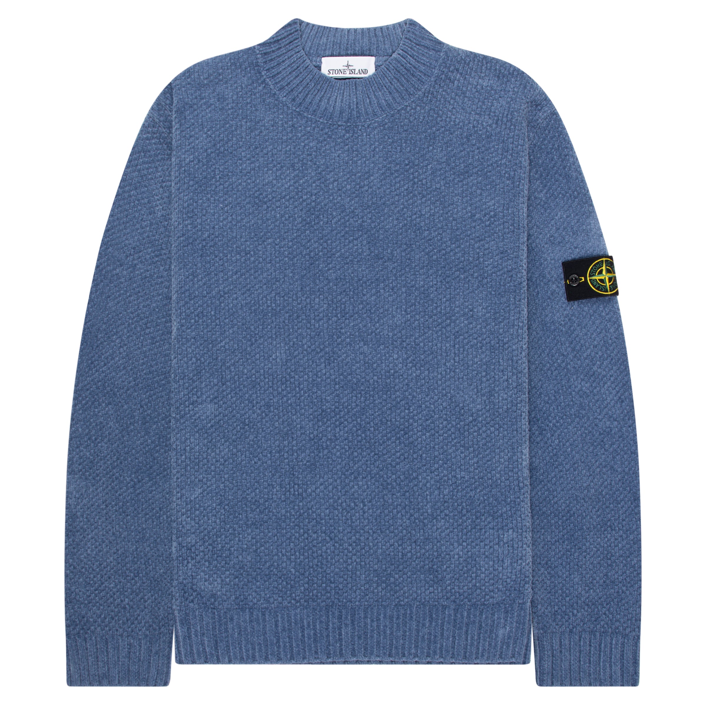 Stone Island Avio Blue Waffle Knitted Sweater