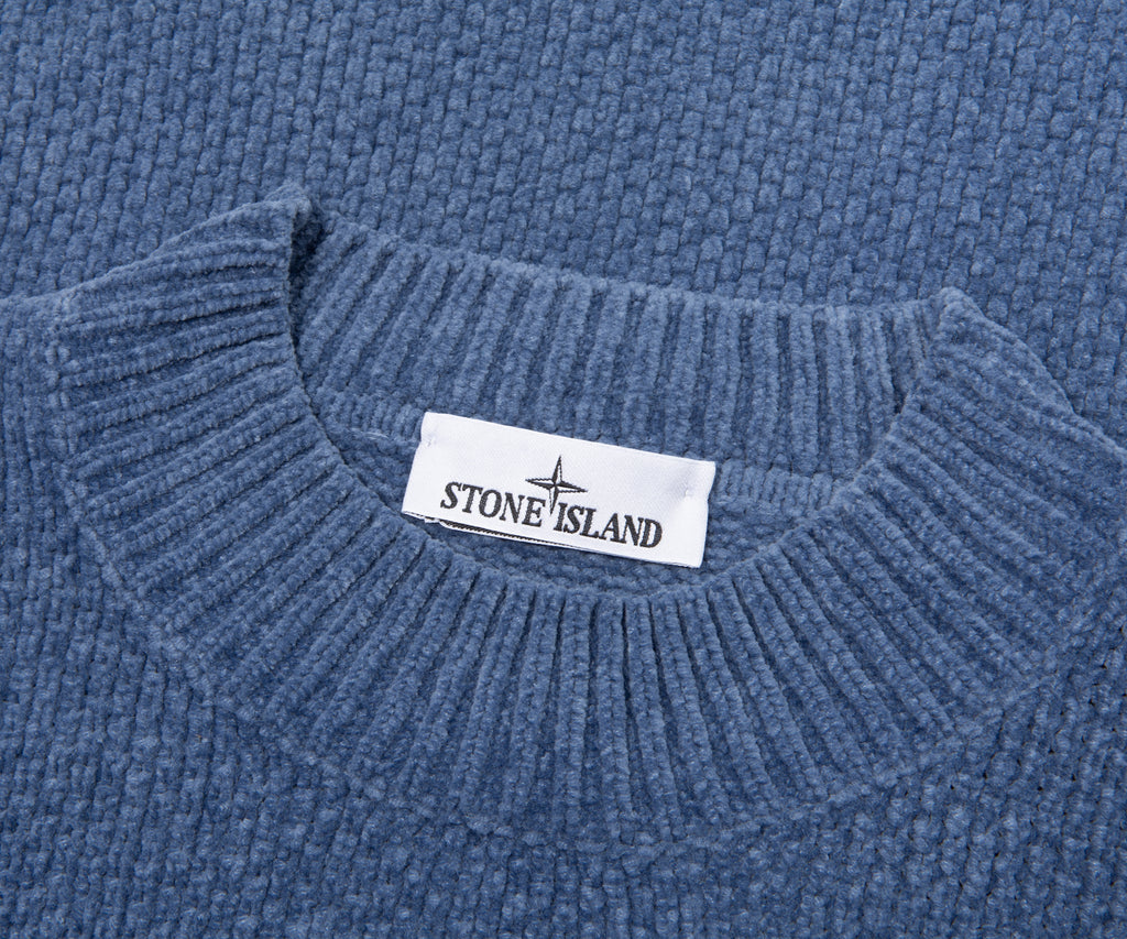 Stone Island Avio Blue Waffle Knitted Sweater