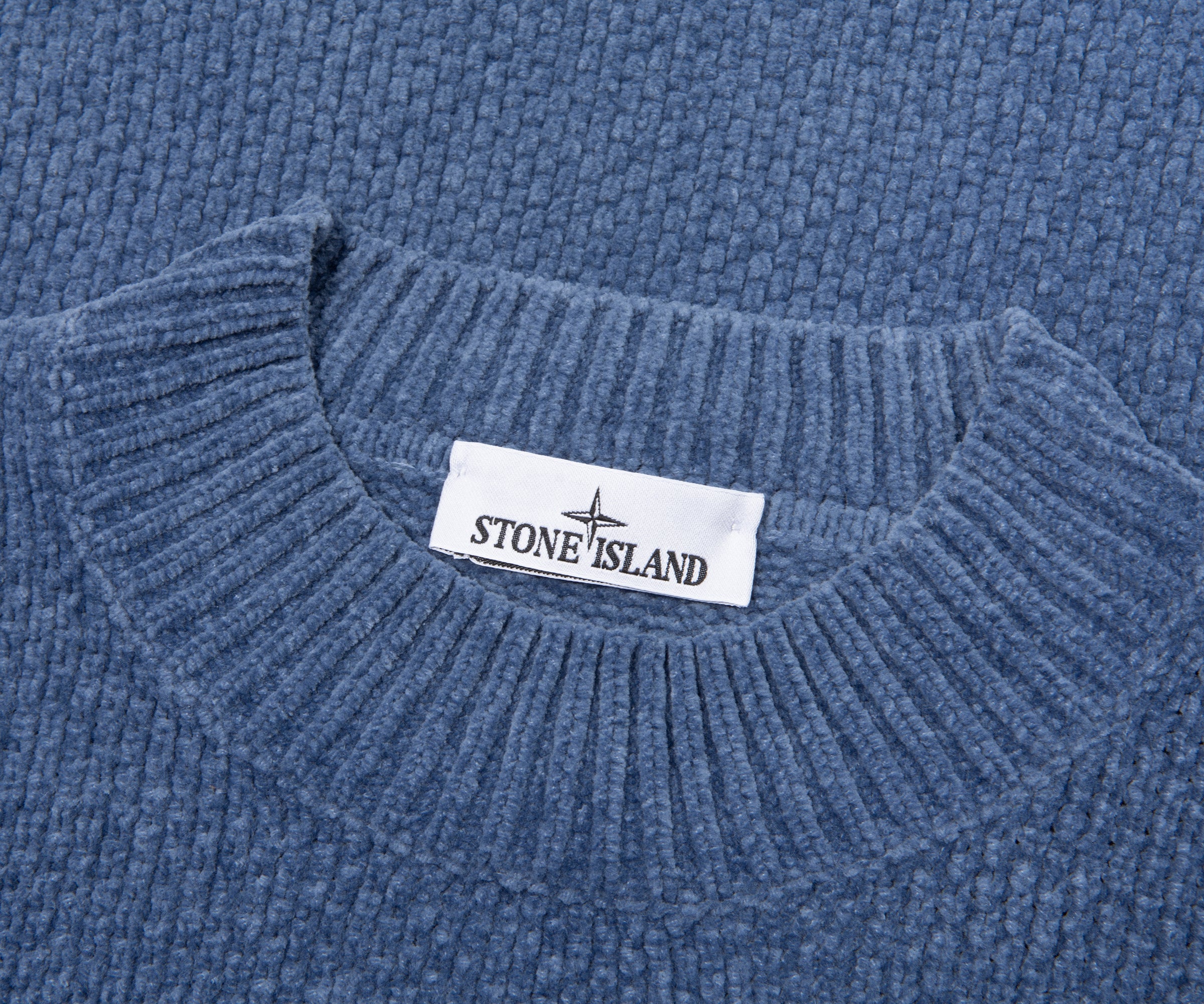 Stone Island Avio Blue Waffle Knitted Sweater
