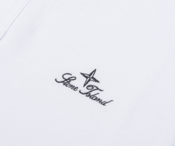 Stone Island White Signature Embroidered Logo Polo