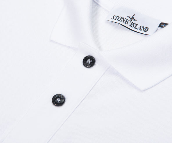 Stone Island White Signature Embroidered Logo Polo