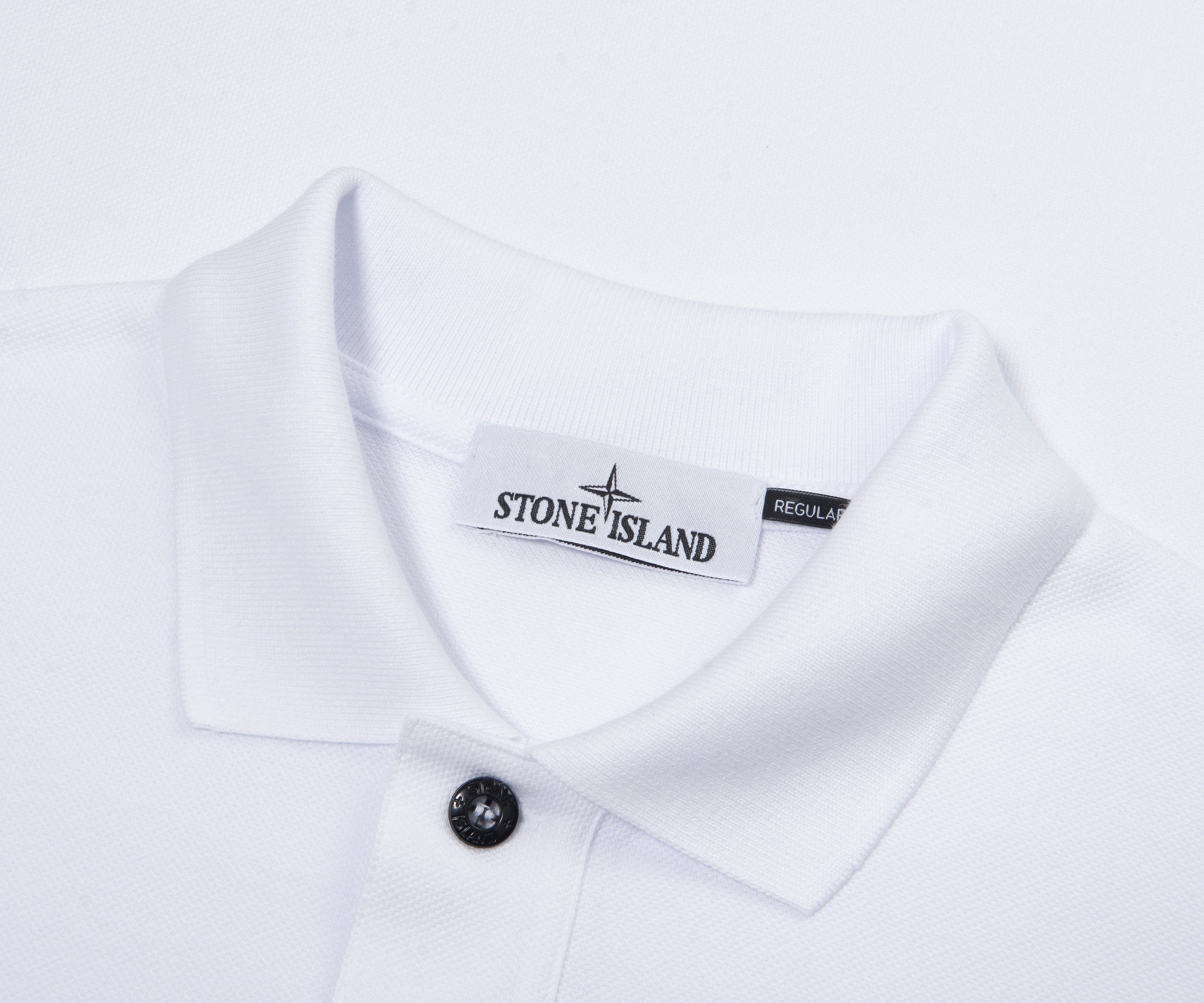 Stone Island White Signature Embroidered Logo Polo