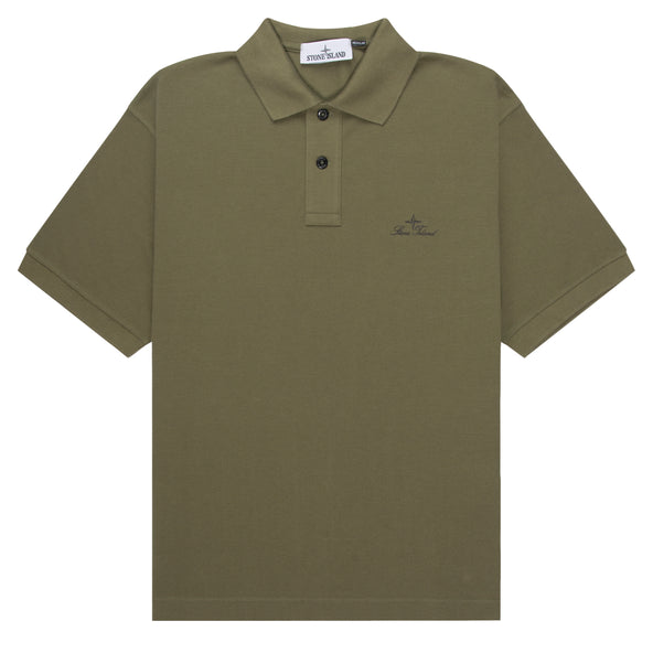 Stone Island Green Signature Embroidered Logo Polo