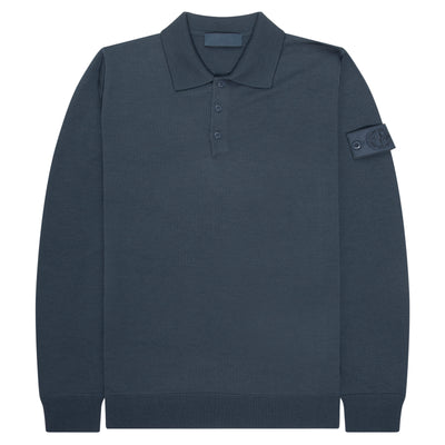 Stone Island Ghost Baltic Blue Knitted LS Polo