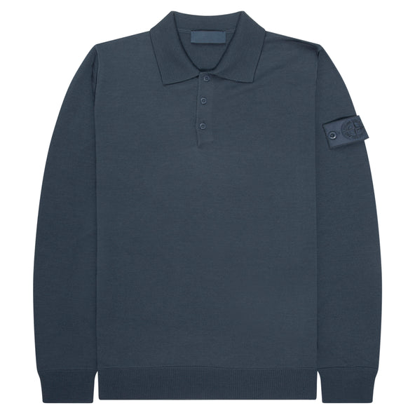 Stone Island Ghost Baltic Blue Knitted LS Polo
