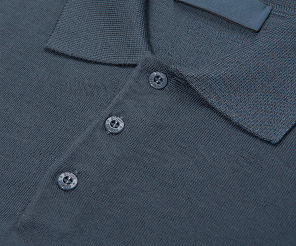 Stone Island Ghost Baltic Blue Knitted LS Polo