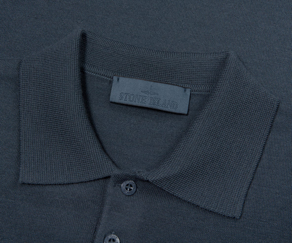 Stone Island Ghost Baltic Blue Knitted LS Polo