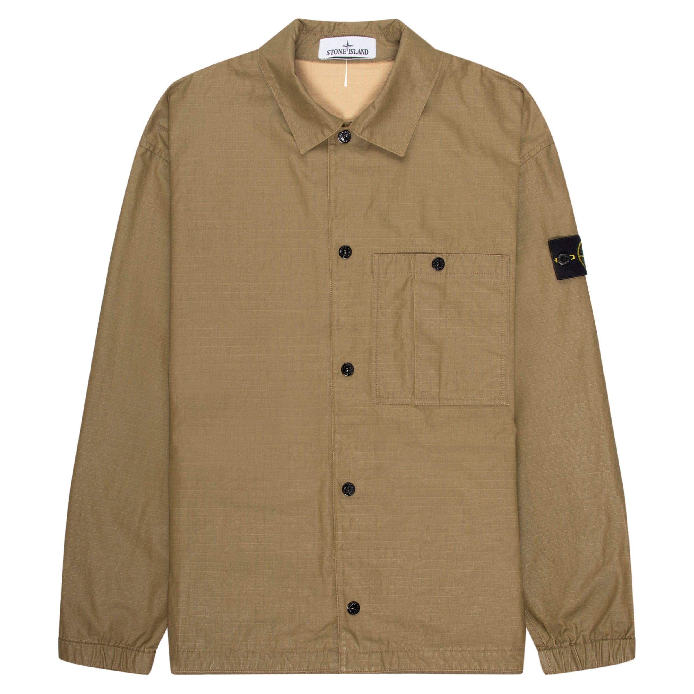 Stone Island Olive Ripstop Full Button Overshirt