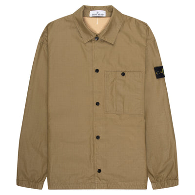 Stone Island Olive Ripstop Full Button Overshirt