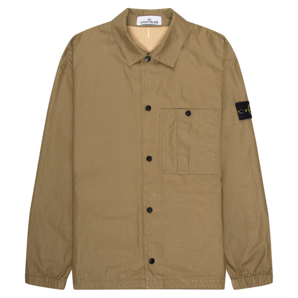 Stone Island Olive Ripstop Full Button Overshirt