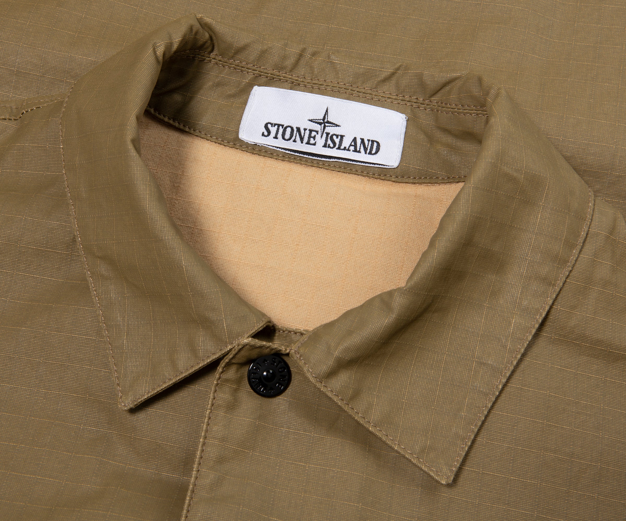Stone Island Olive Ripstop Full Button Overshirt