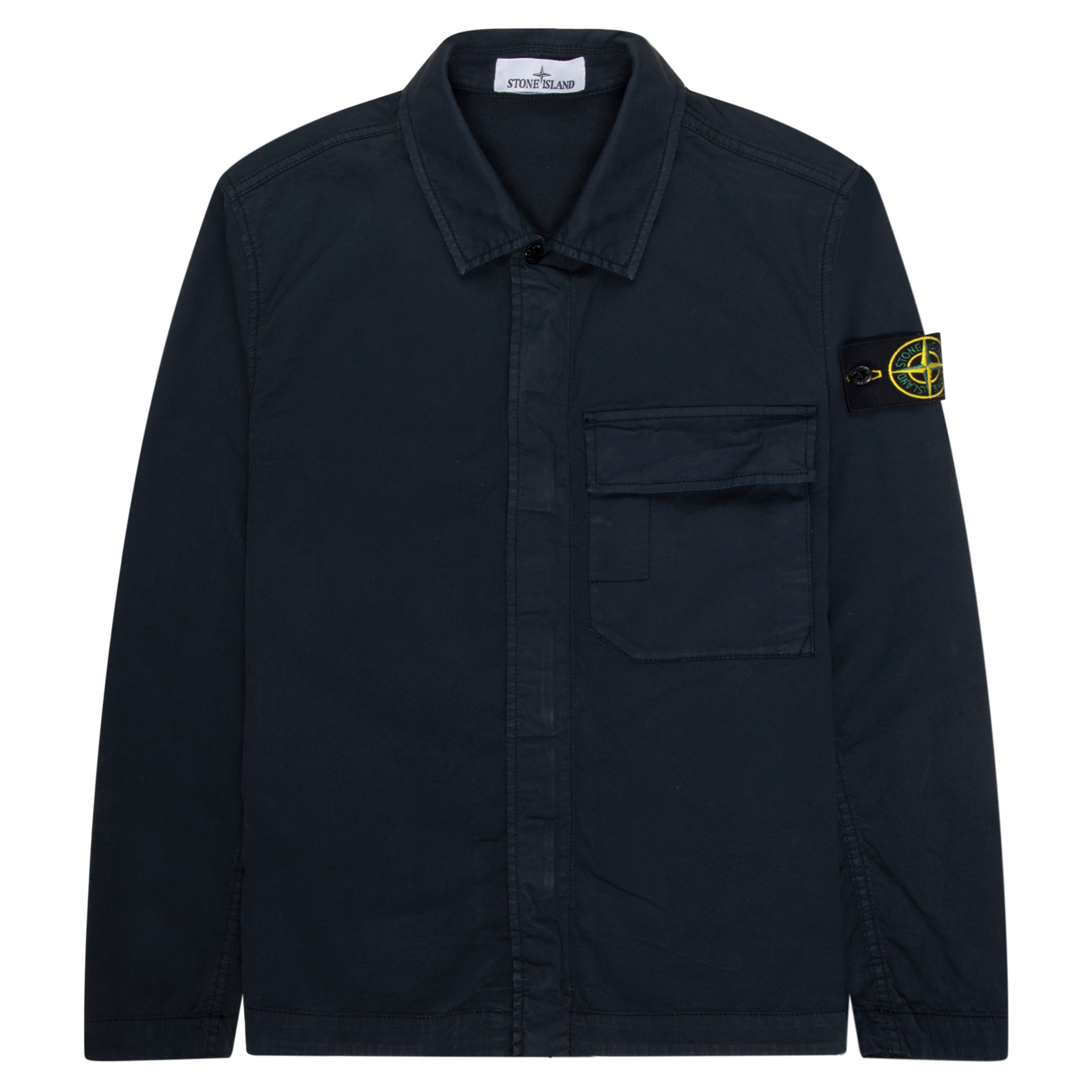 Stone Island Navy Cotton Overshirt With Chest Pocket