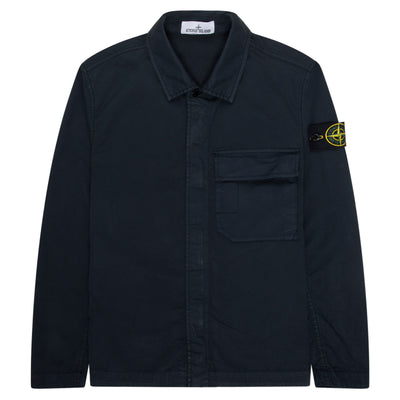 Stone Island Navy Cotton Overshirt With Chest Pocket