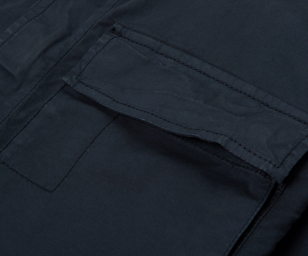 Stone Island Navy Cotton Overshirt With Chest Pocket