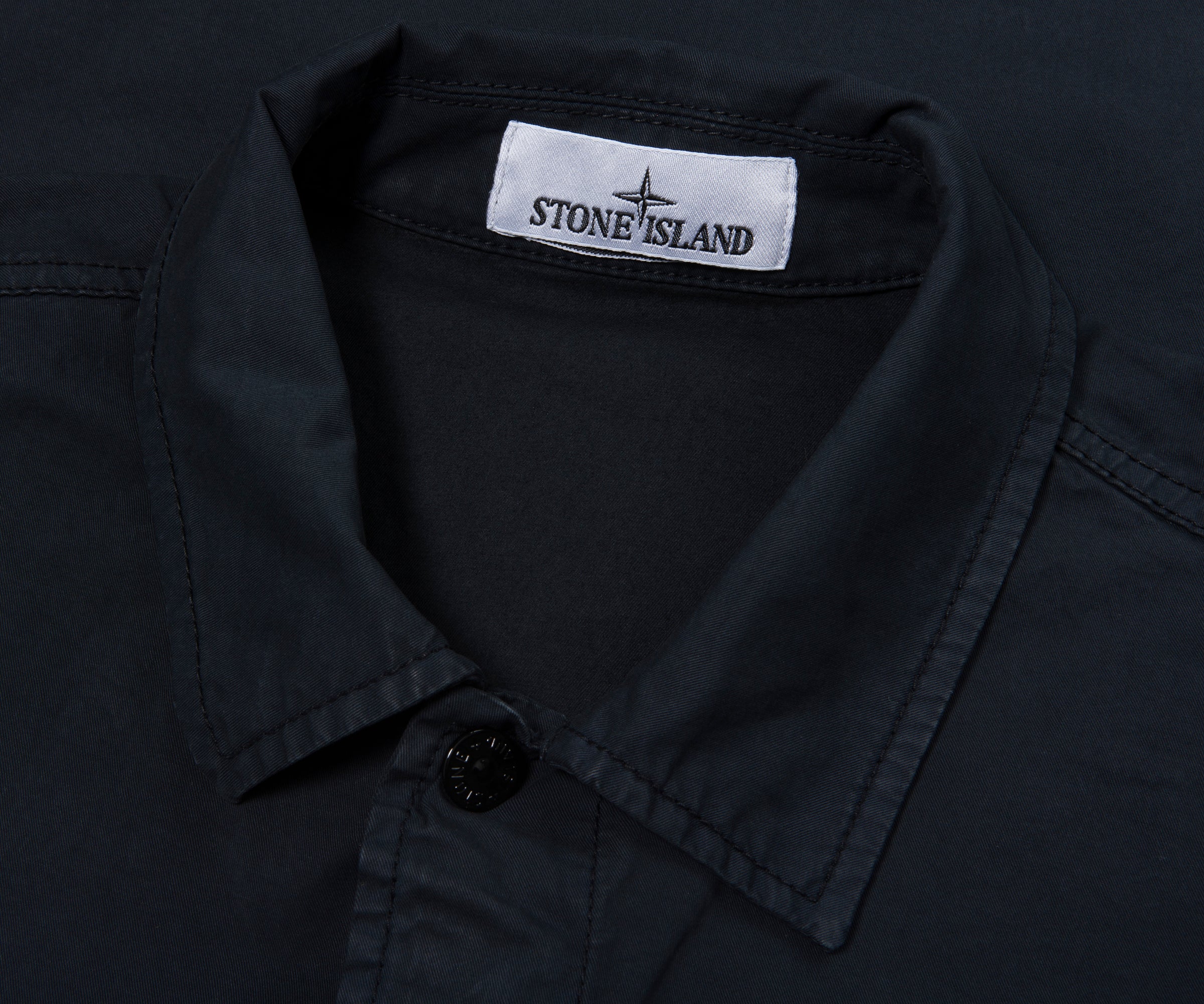 Stone Island Navy Cotton Overshirt With Chest Pocket