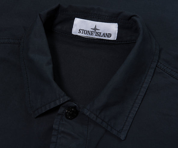 Stone Island Navy Cotton Overshirt With Chest Pocket