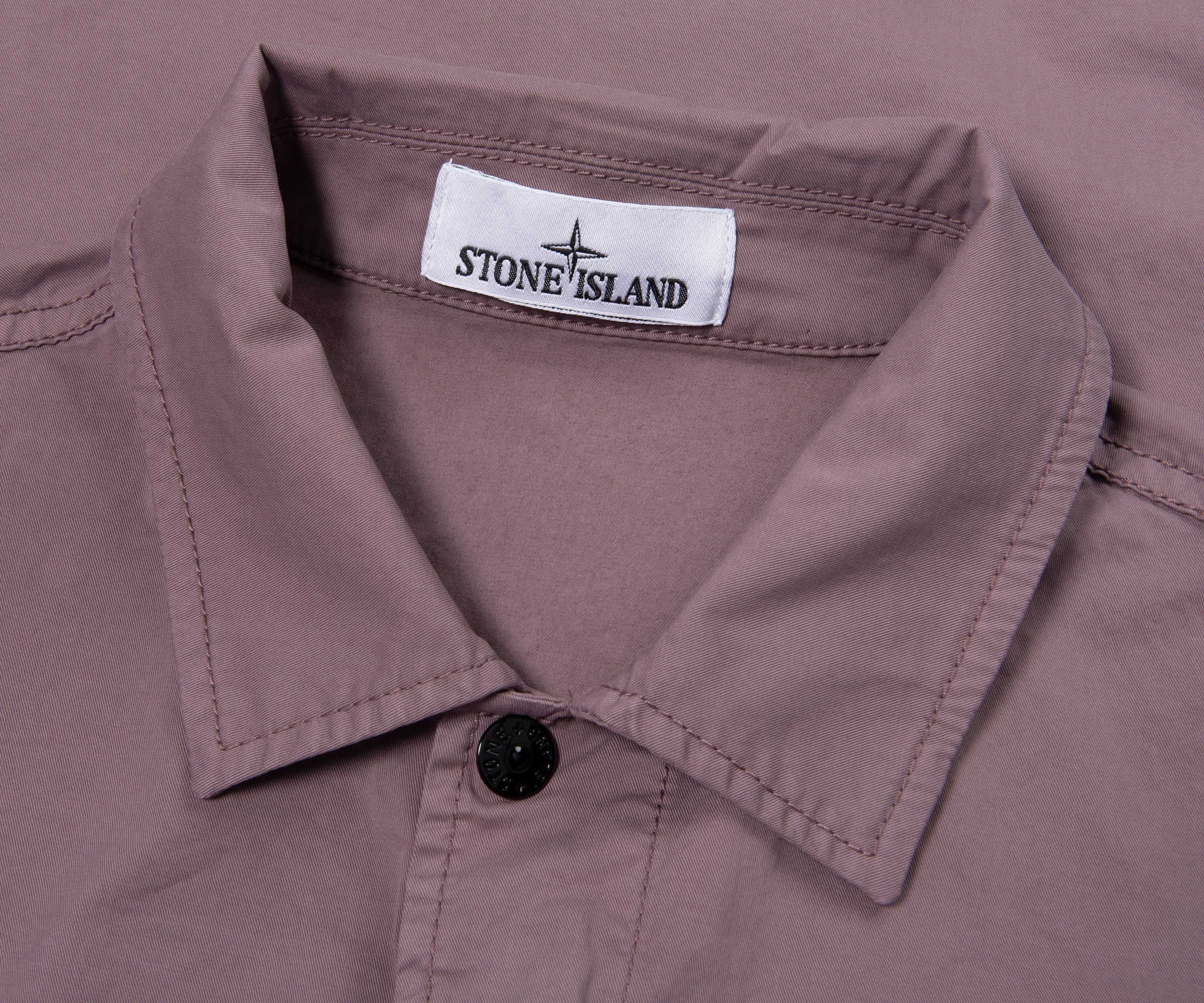 Stone Island Purple Cotton Overshirt With Chest Pocket