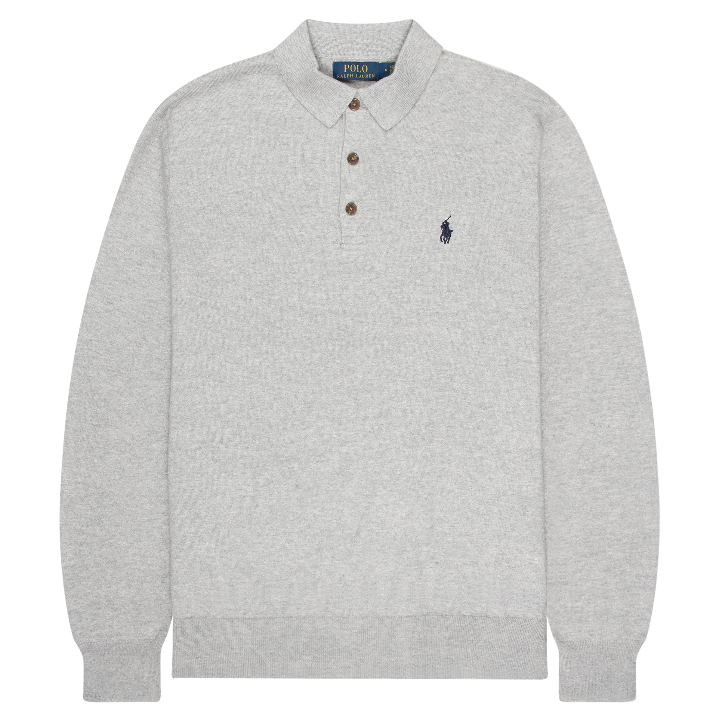 Ralph Lauren Grey Heather Knitted LS Polo
