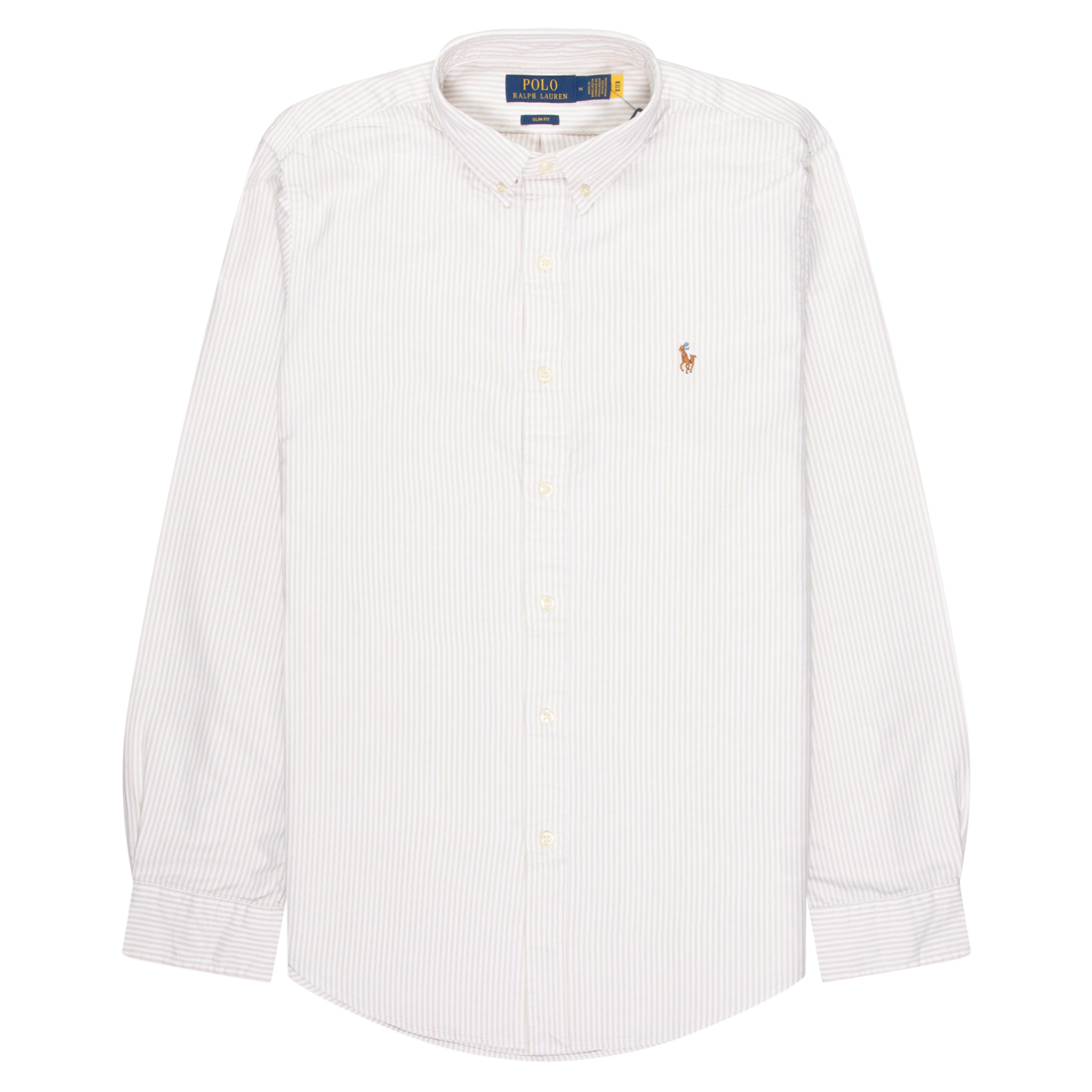 Ralph Lauren Cream/Beige Stripe Cotton Slim Fit Shirt