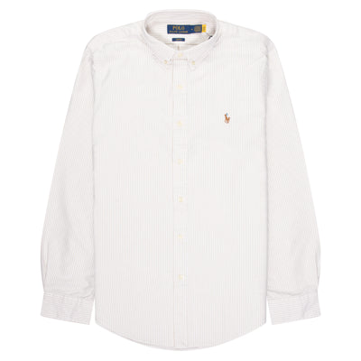 Polo Ralph Lauren Cream/Beige Stripe Cotton Slim Fit Shirt