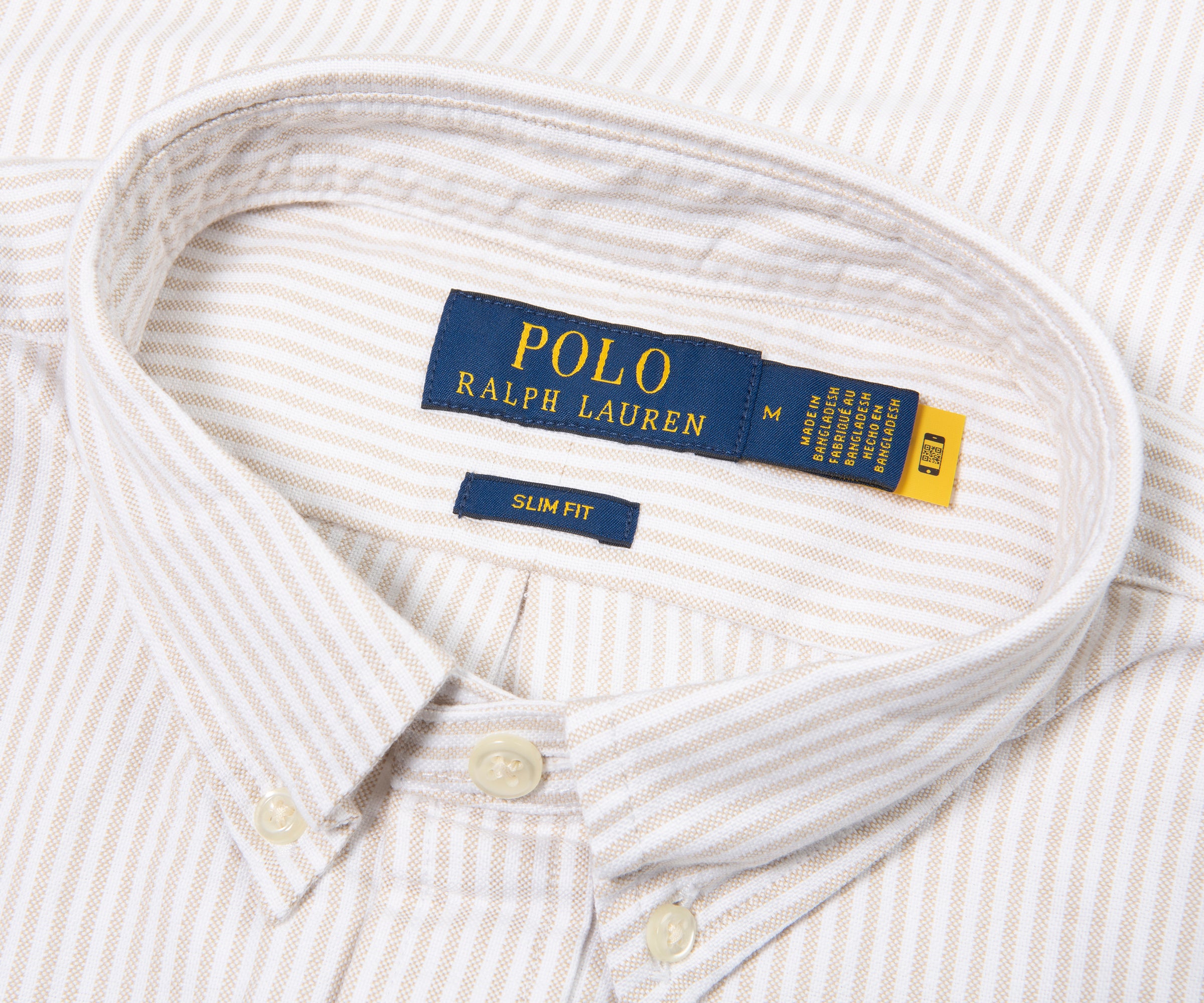 Ralph Lauren Cream/Beige Stripe Cotton Slim Fit Shirt