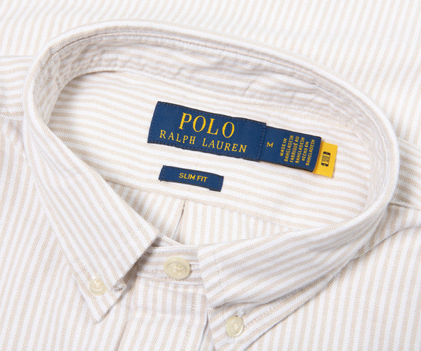 Ralph Lauren Cream/Beige Stripe Cotton Slim Fit Shirt
