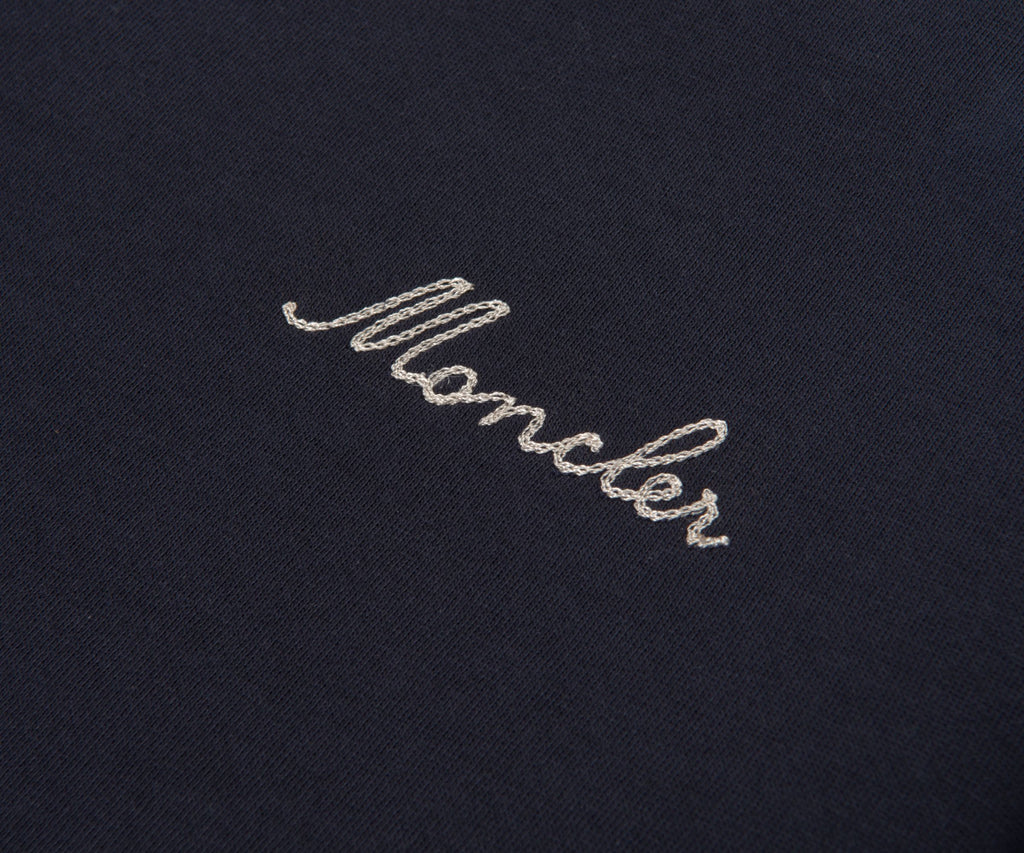 Moncler Navy Embroidered Logo 1/4 Zip Sweatshirt